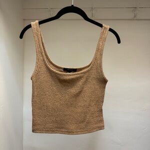 Brown Crop Ribbed Knit Tank Top Size:M